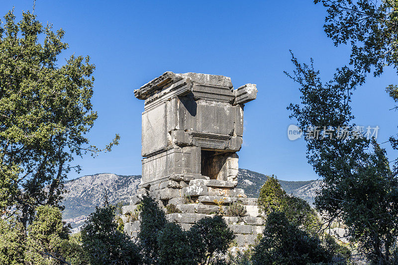 来自Dodurga村的Sidyma古城。Fethiye, Mugla，土耳其。